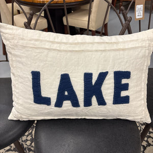 'Lake' White Linen Cushion