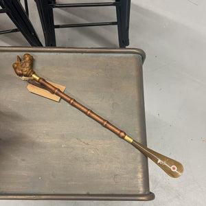 Wooden Boot Horn w Dog Handle
