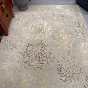 100% Wool Grey Carpet w Silivered Branches