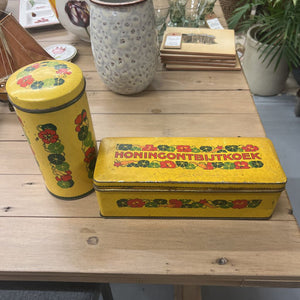 Vintage Dutch PAIR Verkade Honey Gingerbread & Rusk Tins