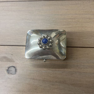 Sterling Silver Pill Case w Lid - Lapis Lazuli
