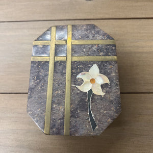 Marble Trinket Dish w Pearl Flower