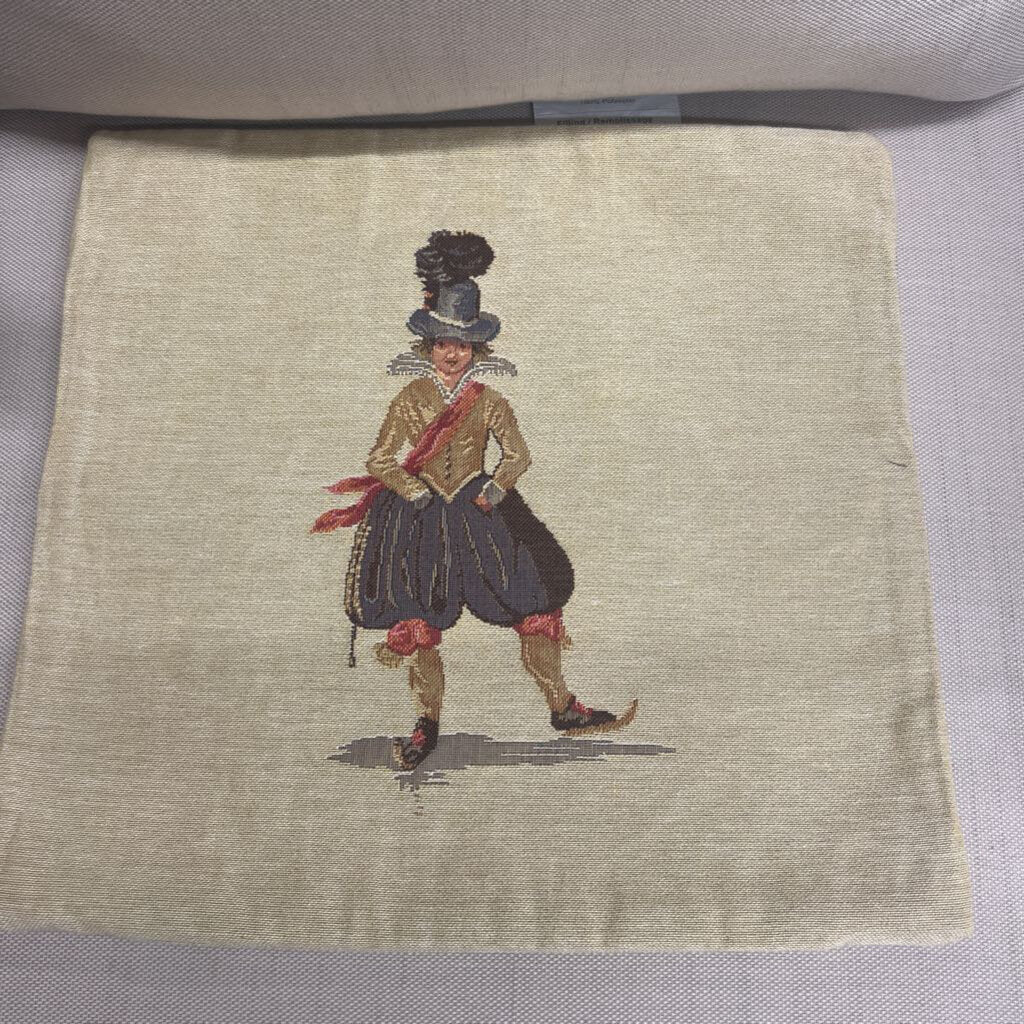 PAIR - Hand Embroidered Dutch Characters Cushion Covers