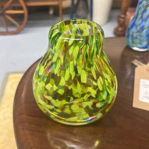 Yellow Confetti Murano Look Handblown Glass Vase