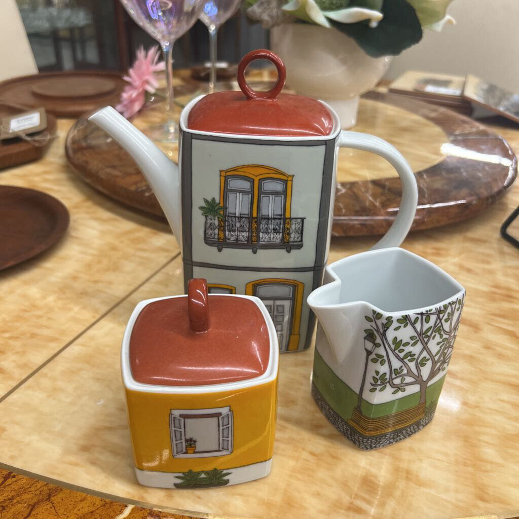 Vista Alegre Alma de Lisboa Coffee Set- Hand Painted, Portugal