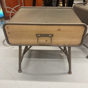Retro Industrial Style Side Table w Drawer