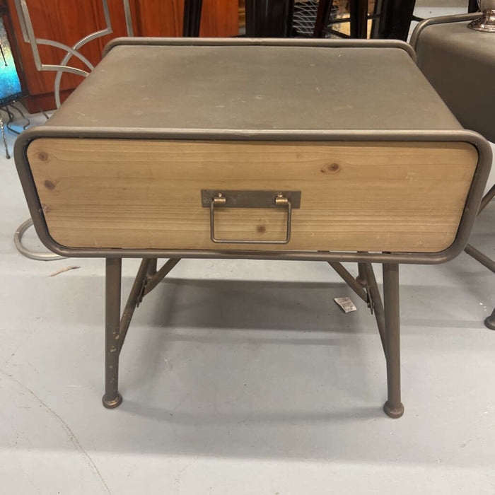 Retro Industrial Style Side Table w Drawer