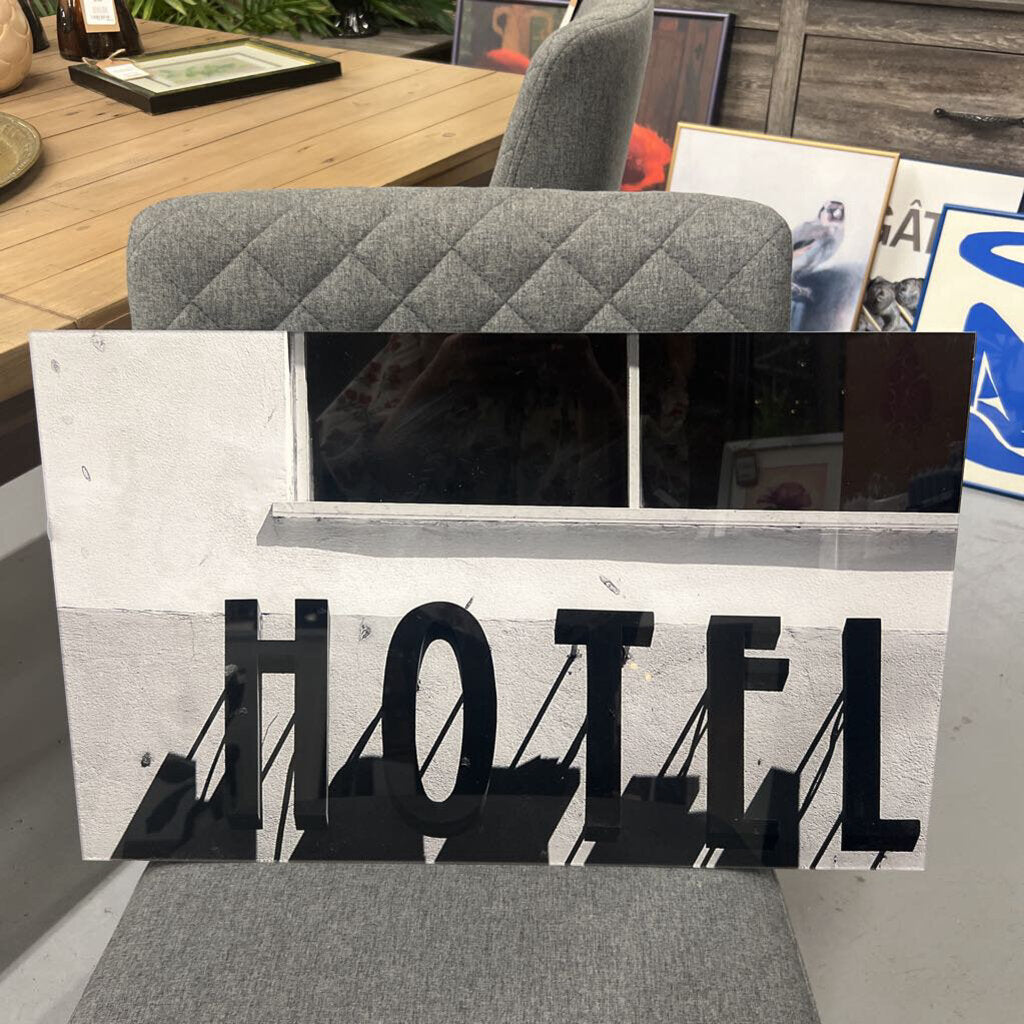 Hotel Sign Photograph-Acrylic On Board , By Artist Helen Mahler