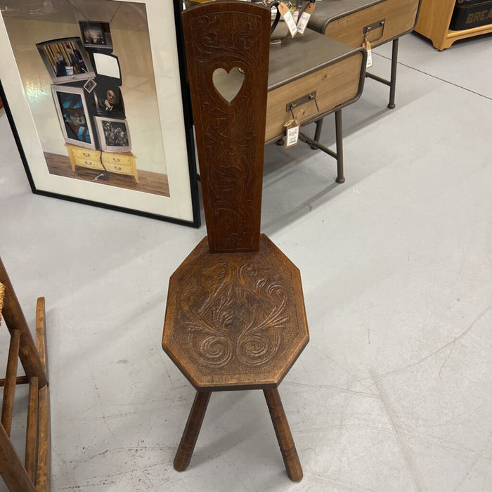 Antique Carved Oak Spinning Chair