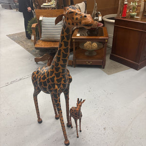 Leather Wrapped "Mom & Baby" Giraffe