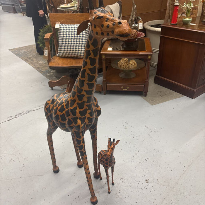 Leather Wrapped "Mom & Baby" Giraffe