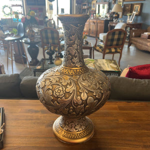 Vintage Floral Gold & Silver Vase