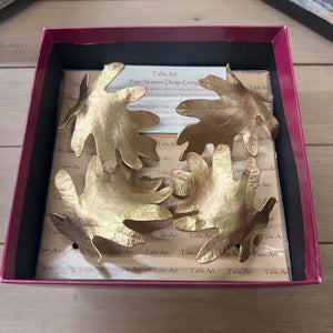 Gold Oak Leaf Metal Napkin Rings, Four Season Design Group - Set Of 4