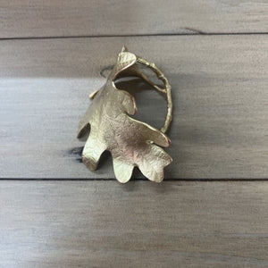 Gold Oak Leaf Metal Napkin Rings, Four Season Design Group - Set Of 4