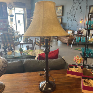 Table Lamp w Beige Bell Shade & Metal Base
