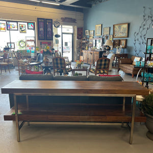 Dark Wood Hall Table w Metal Base