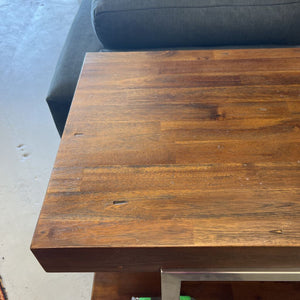 Dark Wood Hall Table w Metal Base