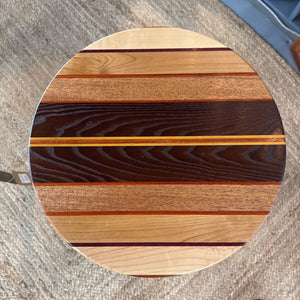 Solid Hardwood Round Table w Metal Base LOCAL ARTIST Mark Brown
