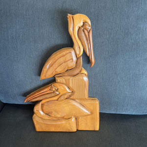 Handcrafted Intarsia Wood Stork Wall Hanging