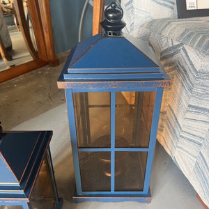 PartyLite Blue Outdoor/Indoor Lantern-Pillar Candle
