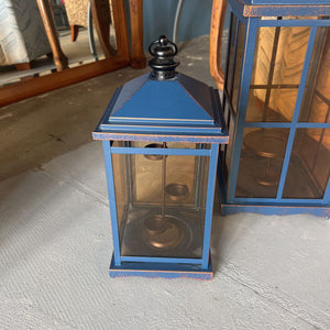 PartyLite Blue Outdoor/Indoor Lantern-Pillar Candle