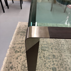 Mobilia Modern Waterfall Glass Table w Chrome Legs
