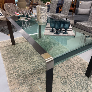 Mobilia Modern Waterfall Glass Table w Chrome Legs