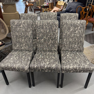 SET of 6 - Grey/White Fabric Parsons Chairs
