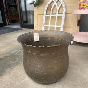 Large Hammered Metal Planter