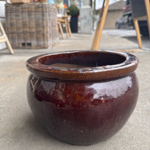 Dark Brown Glazed Planter