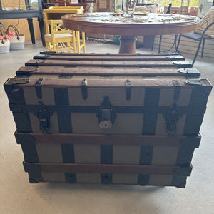 Vintage Antique Re-Juvenated Steamer Trunk (No Lock) - Local Artist