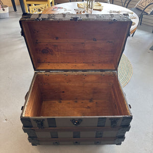 Vintage Antique Re-Juvenated Steamer Trunk (No Lock) - Local Artist