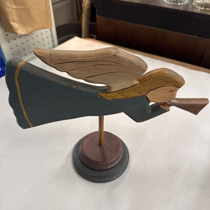 Wood Angel on Pedestal