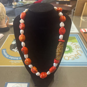 Coral,Pearl & Jade Necklace