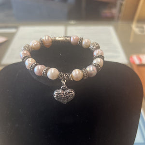 Freshwater Cultured Pearl Tibetan Silver Bracelet