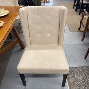 Cream Tufted Wing Dining Chair - Condition Noted