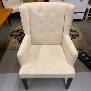 Cream Tufted Wing Dining Chair - Condition Noted