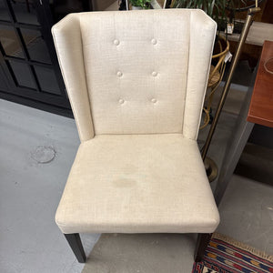 Cream Tufted Wing Dining Chair - Condition Noted