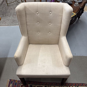 Cream Tufted Wing Dining Chair - Condition Noted
