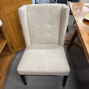 Cream Tufted Wing Dining Chair - Condition Noted