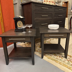 CountryTime Furn. Hardwood Bedside Table w Drawer - Charcoal Grey Finish