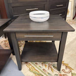 CountryTime Furn. Hardwood Bedside Table w Drawer - Charcoal Grey Finish