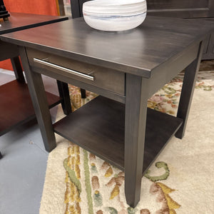 CountryTime Furn. Hardwood Bedside Table w Drawer - Charcoal Grey Finish