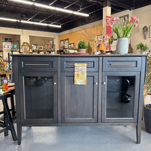 CountryTime Furn. Sideboard w Glass Cabinets - Charcoal Grey Finish