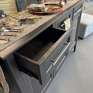 CountryTime Furn. Sideboard w Glass Cabinets - Charcoal Grey Finish
