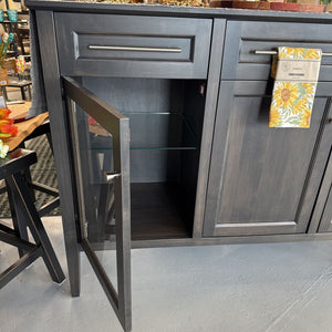 CountryTime Furn. Sideboard w Glass Cabinets - Charcoal Grey Finish