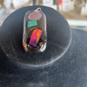 Dichroic Handmade Glass Pendant w Irradescent Colors