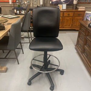 Adjustable Black Leather Office Chair w Chrome Accent