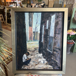 Original Art By Geoff Holloway- Young Boy In Alleyway