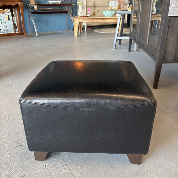 Modern Black Leather Foot Stool